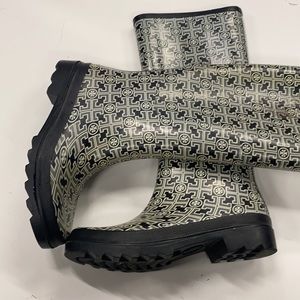 Tory Burch Rain Boots Black/Gray Size 9